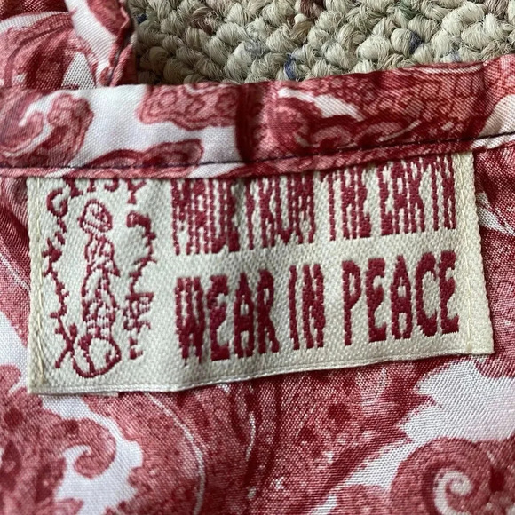 Made From The Earth Wear In Peace Tunic Top Balloon Sleeve Paisley Light Lady XL - Picture 5 of 8